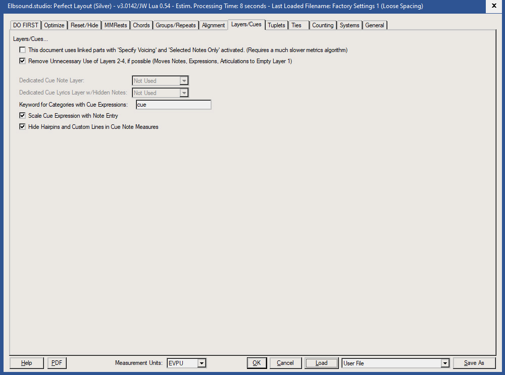 Perfect Layout: Settings Layers and Cues