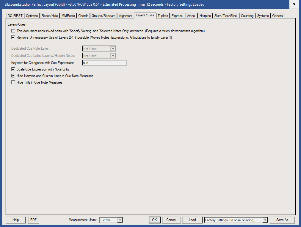 Perfect Layout: Settings Layers and Cues