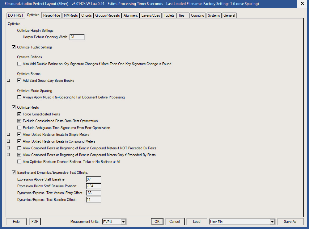 Perfect Layout: Settings Optimize Finale's Defaults