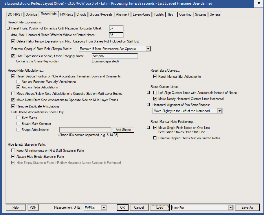 Perfect Layout: Settings Reset/Hide