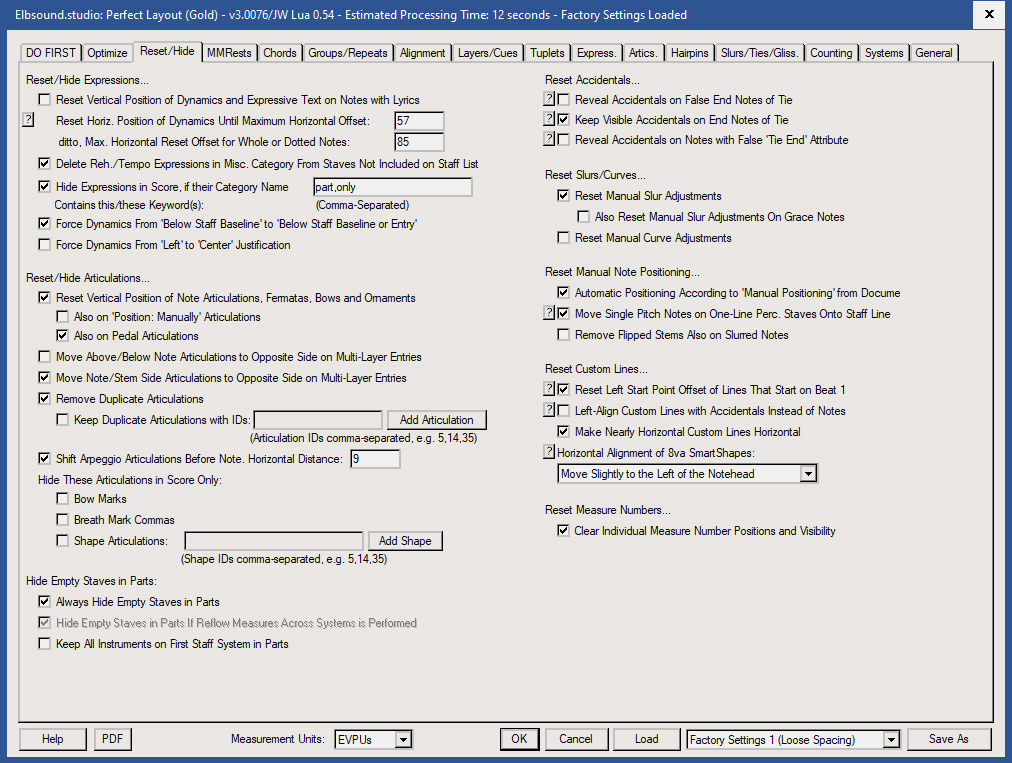 Perfect Layout: Settings Reset/Hide