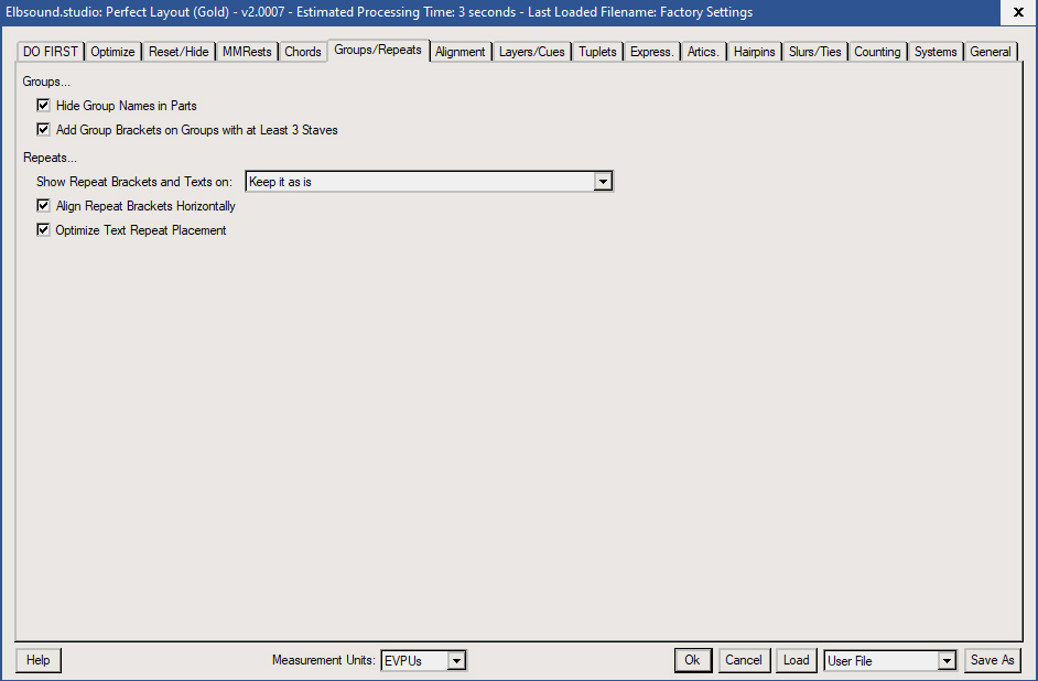Perfect Layout: Einstellungsgruppen
