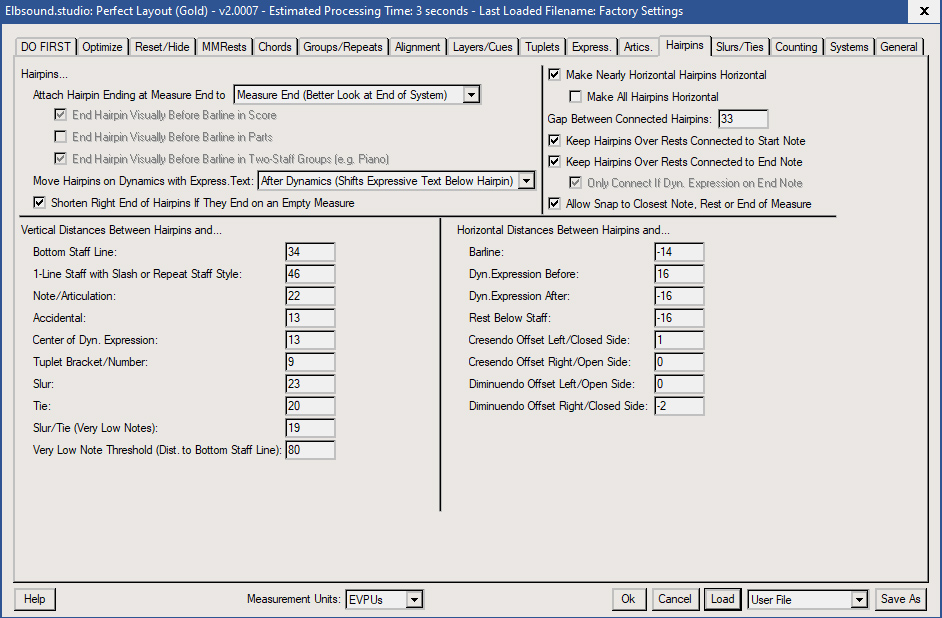 Perfect Layout: Einstellungen Dynamikgabeln
