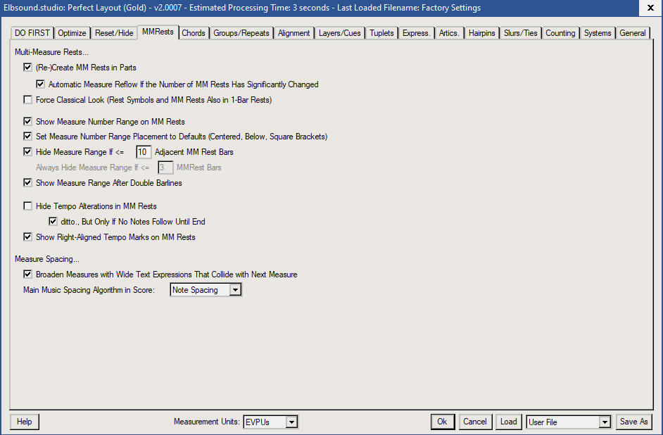 Perfect Layout: impostazioni Riposi multimisura