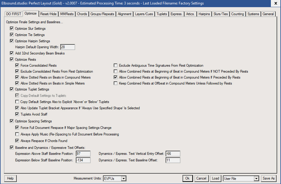 Perfect Layout: Einstellungen Optimieren Sie die Standardeinstellungen von Finale