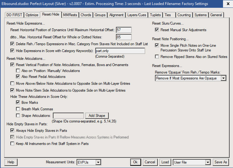 Perfect Layout: Einstellungen zur&uuml;cksetzen / ausblenden