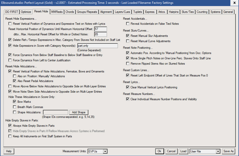 Perfect Layout: Einstellungen zur&uuml;cksetzen / ausblenden